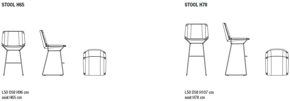 Neil MDF Italia Stool sizes