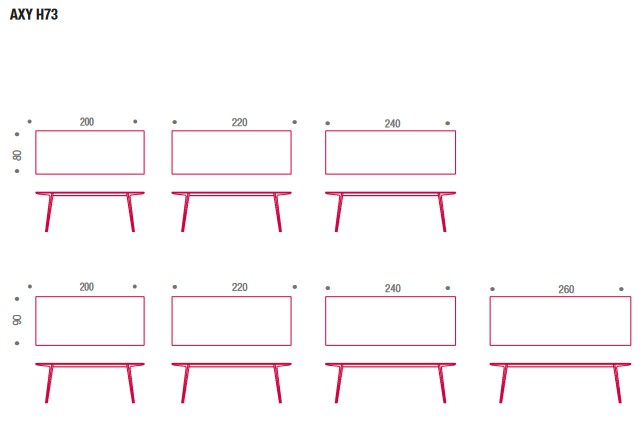 Axy MDF Italia Table sizes