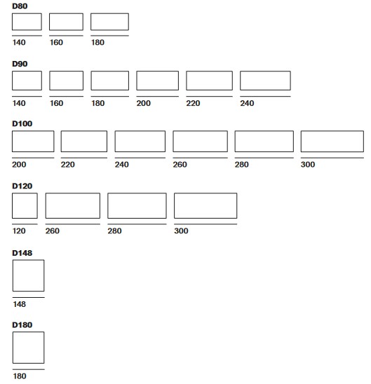 Offset MDF Italia Table Indoor sizes