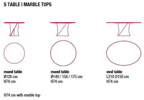 S Table MDF Italia sizes