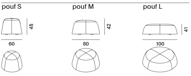 Fuji MDF Italia Pouf sizes