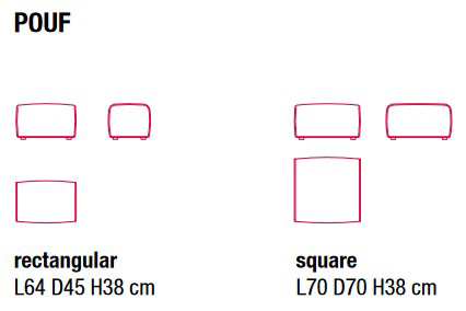 Mia MDF Italia Pouf sizes