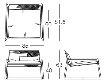 Dimensions of the Lolita Memedesign armchair