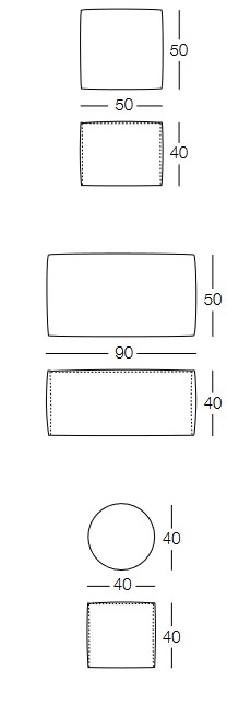 Dimensions of the Archimede Memedesign Pouf