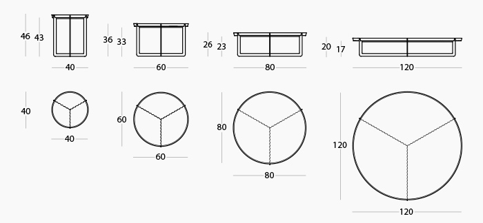 Dimensions of Round Coffee Table by Memedesign