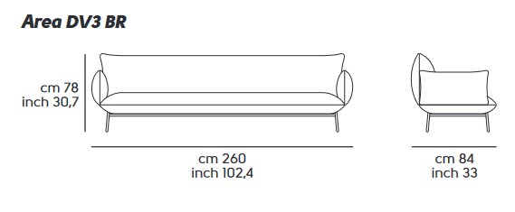 Area Midj DV3_BR M TS Sofa sizes