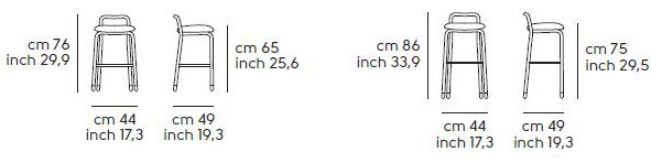 stool-pippi-Midj-H65-H75-R-TS-dimensions