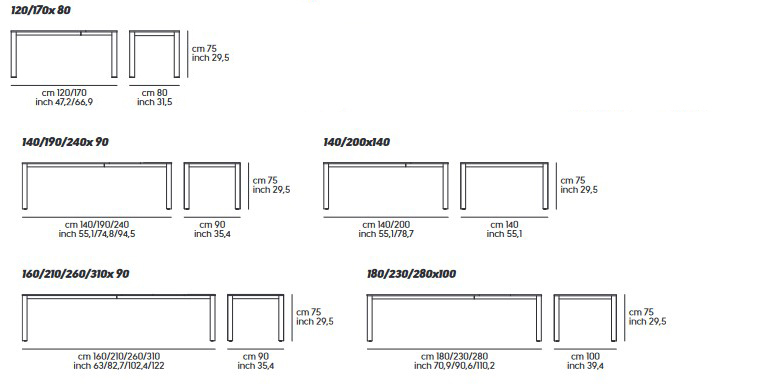 Tavolo Woody Midj piano in legno allungabile dimensioni