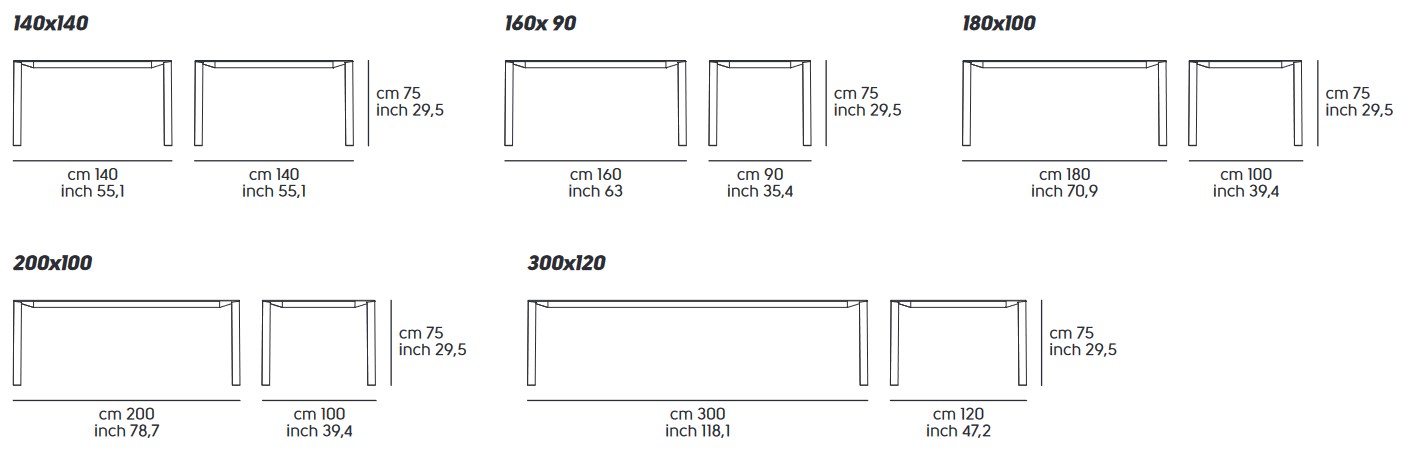 Akashi Midj fixed table dimensions