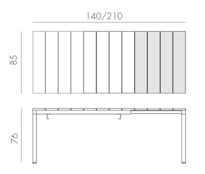 Rio Extensible Table Nardi colours and dimensions