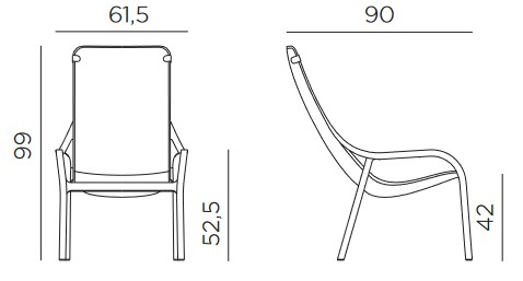 Dimensions of the Net Lounge Nardi Poltrona
