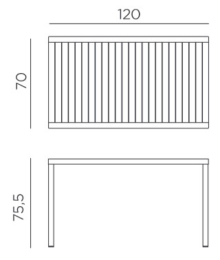 Dimensions of the Cube 120x70 Nardi Table
