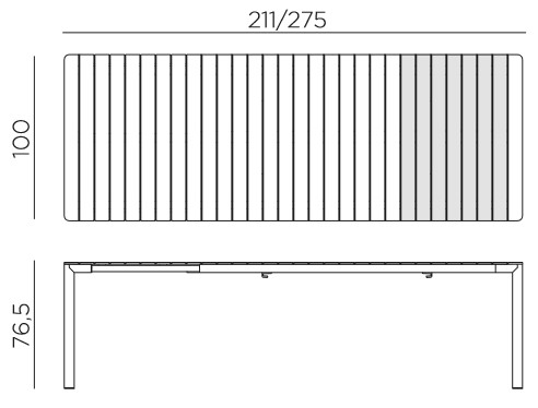 Tevere 210 Nardi Extendable Table Dimensions