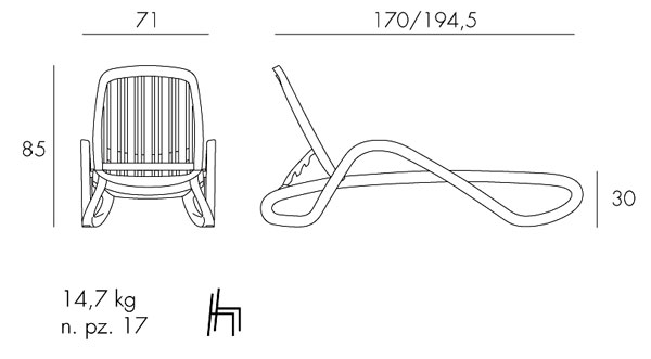 Eden Sun Lounger Nardi dimensions