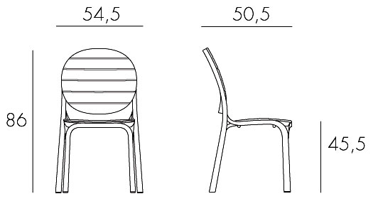 Erica chair Nardi frame and dimensions