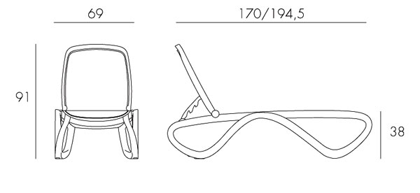 Omega Pool Garden Lounger Nardi frame and dimensions