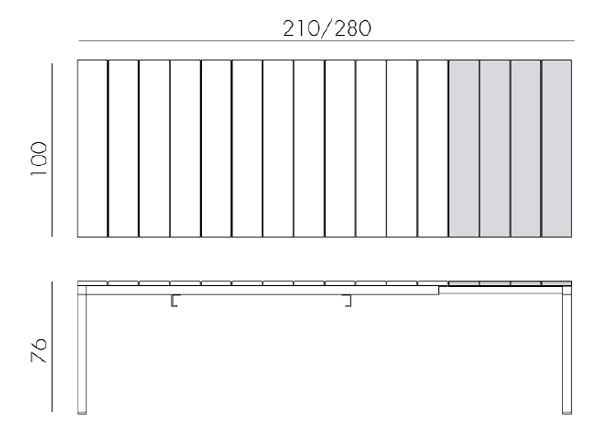 Rio Extensible Table Nardi frame and dimensions
