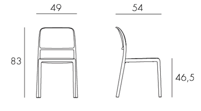 Riva Bistrot chair Nardi frame and dimensions