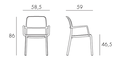 Riva chair Nardi frame and dimensions
