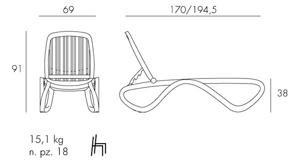 Dimensions of Tropico Nardi Sun Lounger