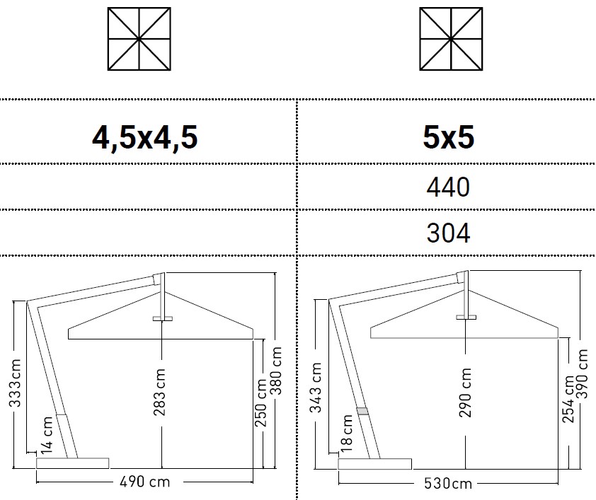 Eclisse-Ombrellone-OmbrellificioVeneto-dimensioni1