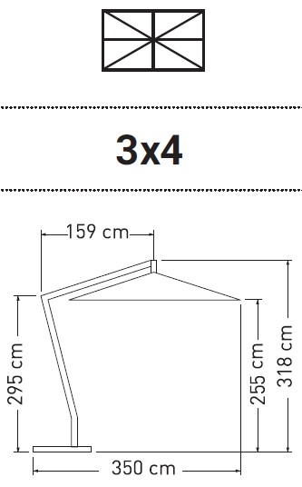Dimensions of Marte Umbrella by Ombrellificio Veneto