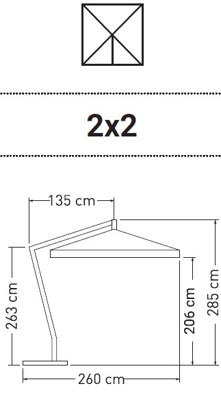 Venere Umbrella - OmbrellificioVeneto-dimensions4