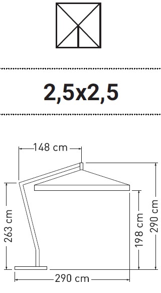 Venere Umbrella - OmbrellificioVeneto-dimensions4