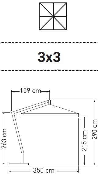 Venere Umbrella - OmbrellificioVeneto-dimensions4