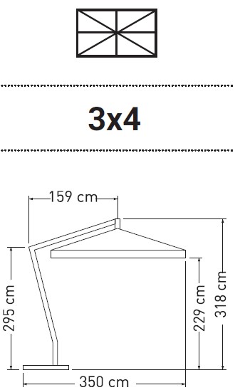 Venere Umbrella - OmbrellificioVeneto-dimensions4