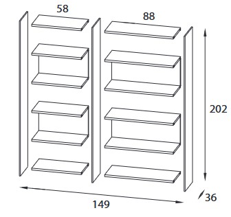 Byblos Comp 24 Pezzani Bookcase Dimensions