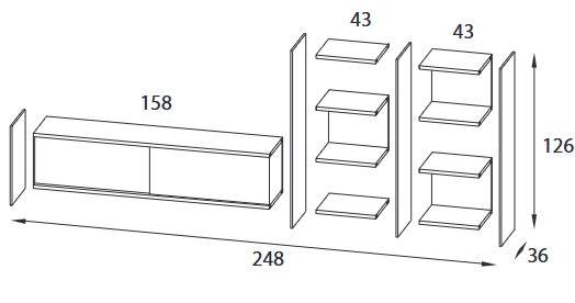Byblos Comp 32 Pezzani Bookcase Dimensions