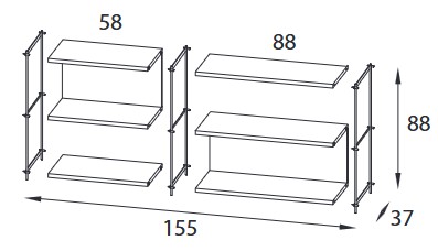 Musa Comp 29 Pezzani Bookcase Dimensions