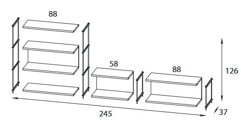 Musa Comp 34 Pezzani Bookcase Dimensions