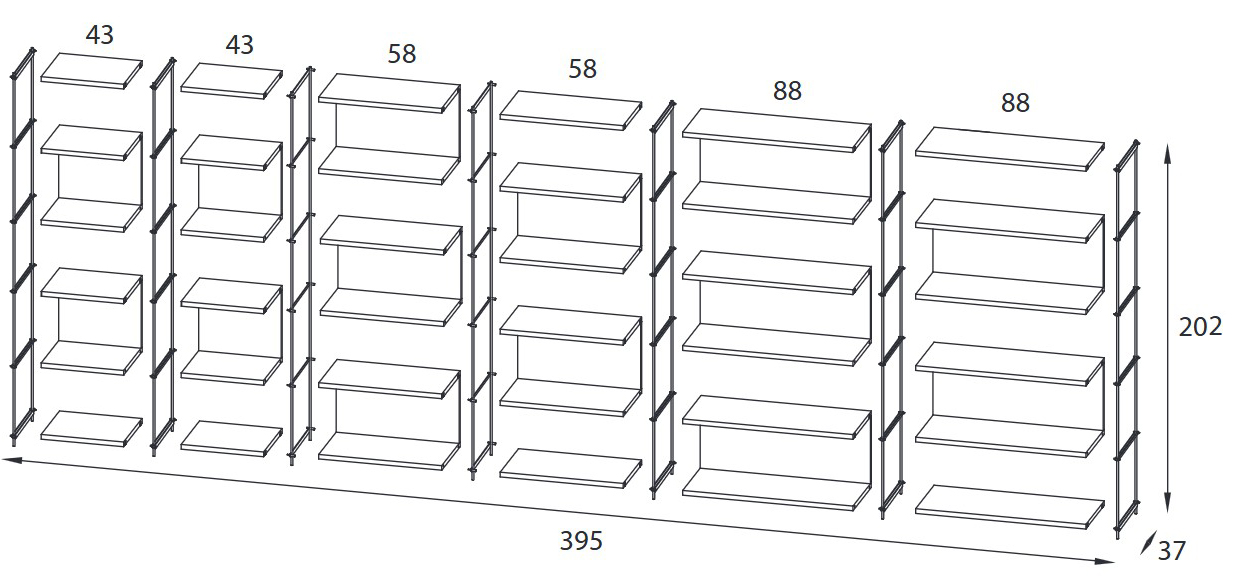 Musa Comp 60 Pezzani Bookcase Dimensions