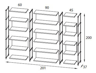 bookcsase-musa-composition-31-pezzani-dimensions