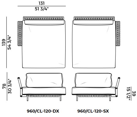 Soul Potocco Chaise Longue sizes