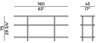 Arial Potocco Bookcase sizes