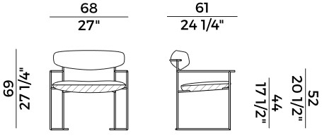 Keel Light Potocco Lounge Armchair sizes