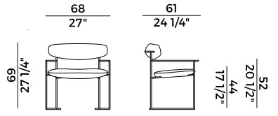 Keel Potocco lounge armchair sizes