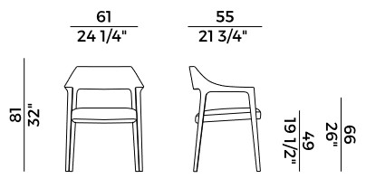 Scheggia Potocco Armchair sizes