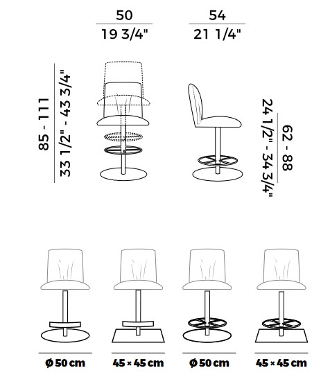 Blossom Potocco swivel stool sizes