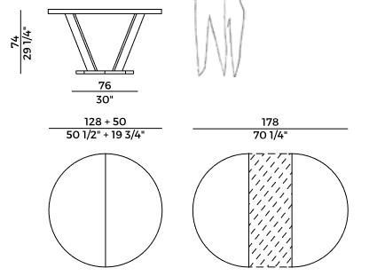 Aura Potocco extendable table sizes