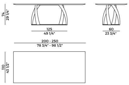 Bon Bon Potocco rectangular table sizes