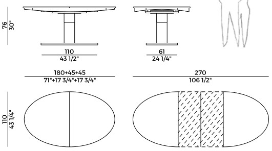 Diva Potocco extendable table sizes