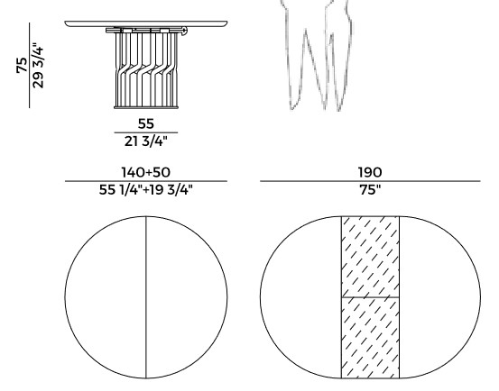Intreccio Potocco extendable table sizes