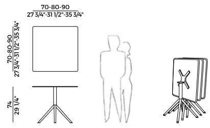 OTX Potocco square table sizes