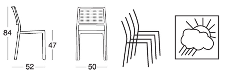 Dimensions of the Emi Scab Chair