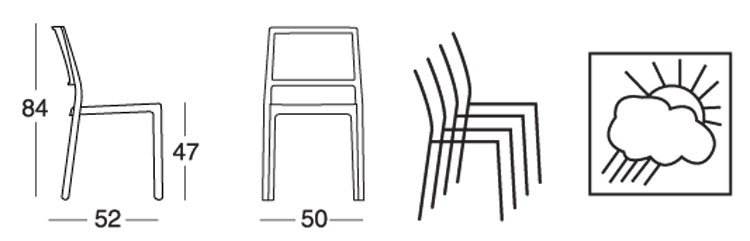 Sedia Kate Scab misure e dimensioni