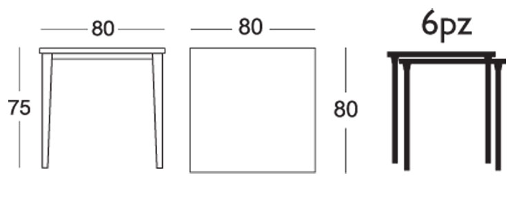 Dimensions of Timo Scab Table 80x80